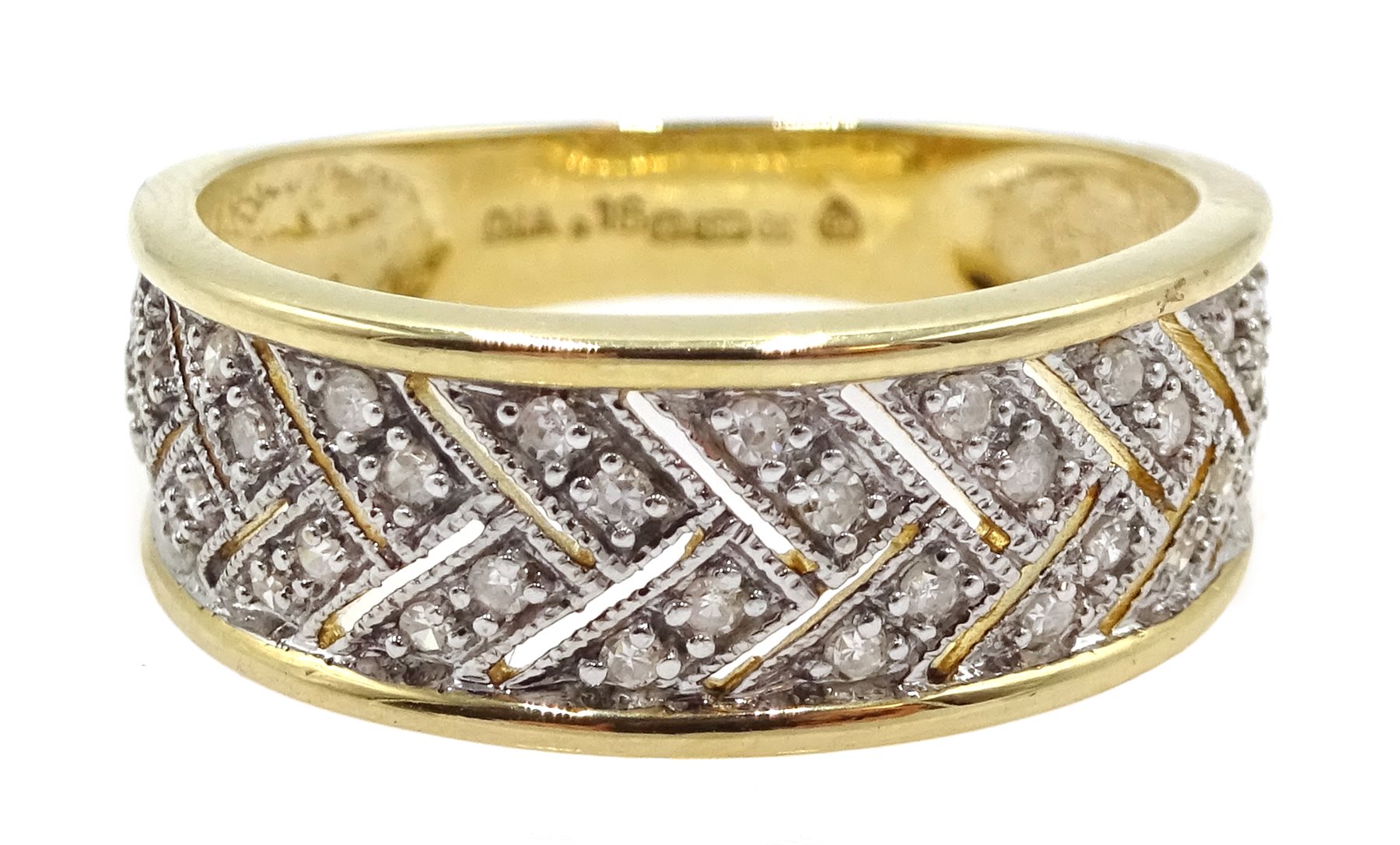 14ct gold diamond parquet design ring, hallmarked