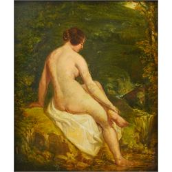 William Etty RA (York 1787-1849): The Bathing Nymph, oil on panel inscribed verso 29cm x 25cm
Provenance: from the collection of Father John O'Connor, a Bradford Roman Catholic priest and the basis for GK Chesterton's detective Father Brown. He was associated with various painters, authors and artists during his time including the likes of Eric Gill and Etty, as well as a keen interest in the antiquities. Purchased Duggleby Stephenson Country House sale 06/12/2024, £1000