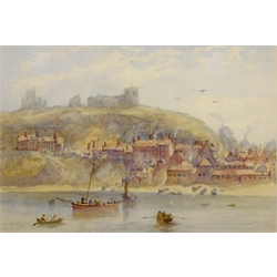  Mary Weatherill (British 1834-1913): Looking towards Whitby Abbey and St Mary's Church from the West Cliff, watercolour signed and dated with initials 1878,  19cm x 28cm Provenance: with Chris Beetles, 10 Ryder St. London  