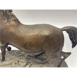 After P J Mene, bronze figure of a horse on a stepped oval base, H31cm 