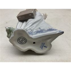 Three Lladro figures comprising, Pocket Full of Wishes no 7650, School Days no 7604 and Spring Bouquets no 7603, all with original boxes, largest example H26cm  