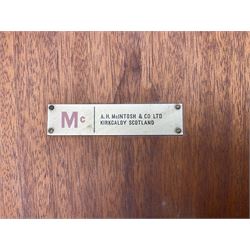 Tom Robertson for AH McIntosh & Co of Kirkaldy - mid-20th century teak extending dining table, rectangular top with rounded corners, concealed integrated double leaf, raised on tapered supports, metal label to underside of leaf