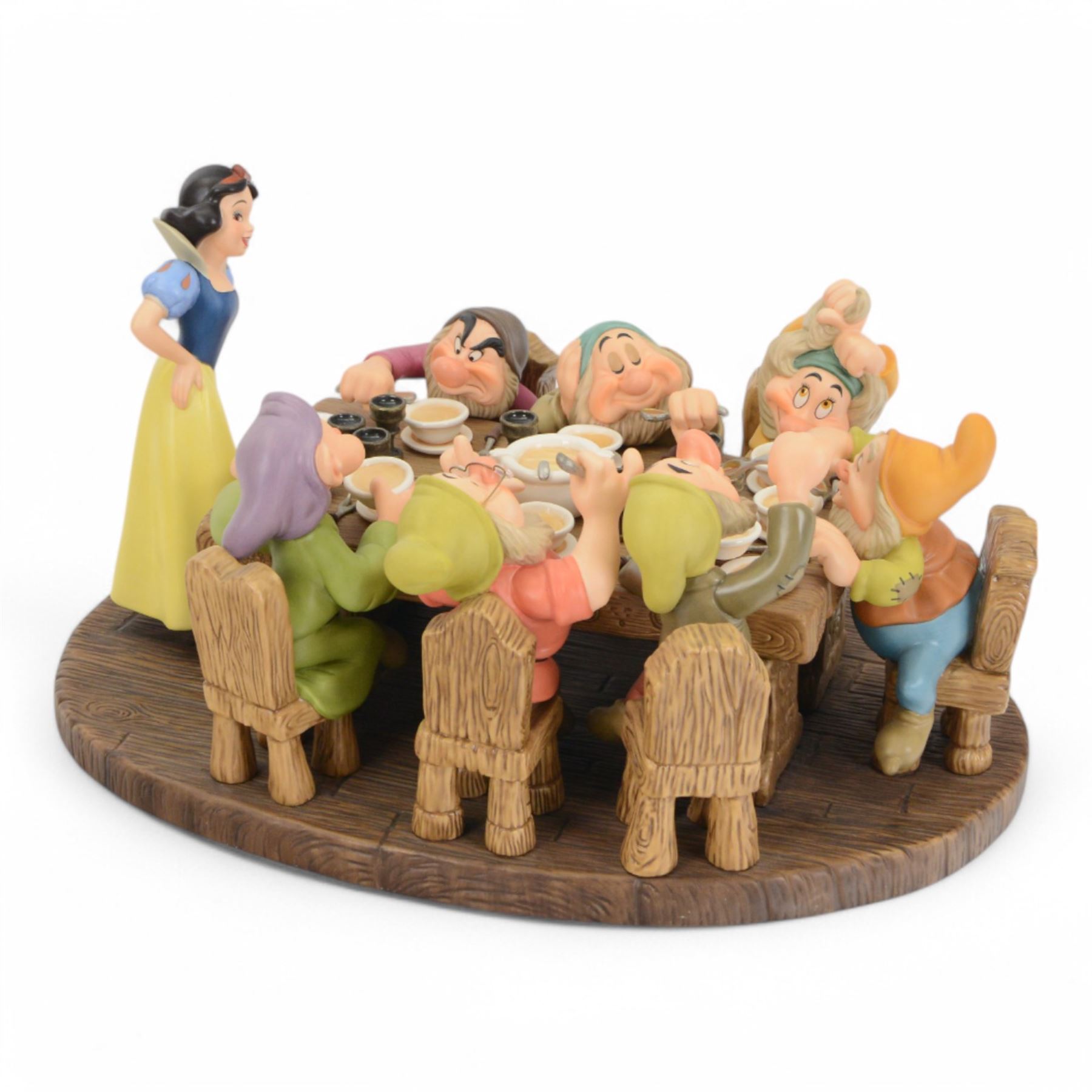 Limited Edition Disney Classics Collection figure group 'Soups On', Snow White and the Seven Dwarves having dinner at a large table, boxed