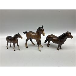Collection of Beswick bay horses to include Shetland pony, The Winner no.2421, foals etc all stamped beneath (14)