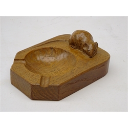  'Mouseman' oak ashtray, by Robert Thompson of Kilburn, L10cm   