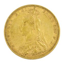 Queen Victoria 1888 gold full sovereign coin, Melbourne mint