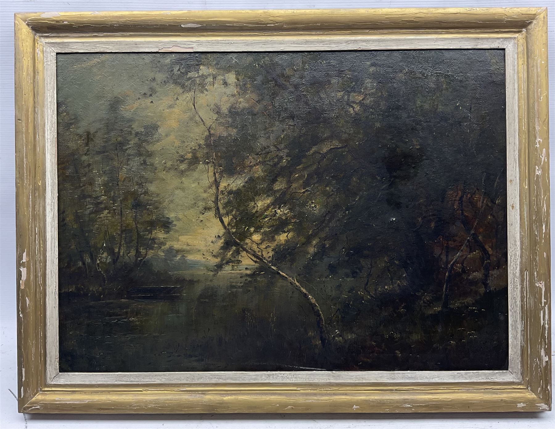English School (19th Century): Shaded Stream, oil on canvas unsigned 44cm x 62cm 