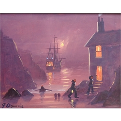  James Downie (Northern British 1949-): By the Sea at Dusk, three oils on board signed 27cm x 34.5cm (3)  