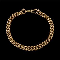 Edwardian 9ct rose gold, graduating curb link bracelet, with lobster clasp, each link stam...