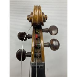 German trade violin c1900 with 36cm two-piece maple back and ribs and spruce top L59.5cm overall; in carrying case with outer canvas cover