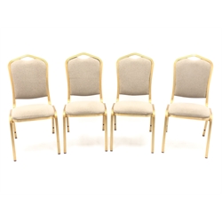  Sixty banquet chairs, gilt reeded frame, upholstered back and seat, W46cm (60)  
