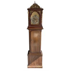 German-Mahogany bracket clock c1890, mounted on an earlier longcase clock trunk and base, ...