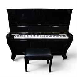 Bösendorfer model 130 upright piano, circa 1941, 88 ivory and ebonised keys within black h...