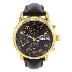 Montblanc Meisterstück gentleman's automatic chronograph gold-plated wristwatch, Ref. 7016...