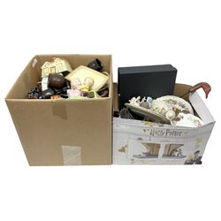 Dolls of the world, together with glass decanters, tea wares and other collectables, in two boxes 
