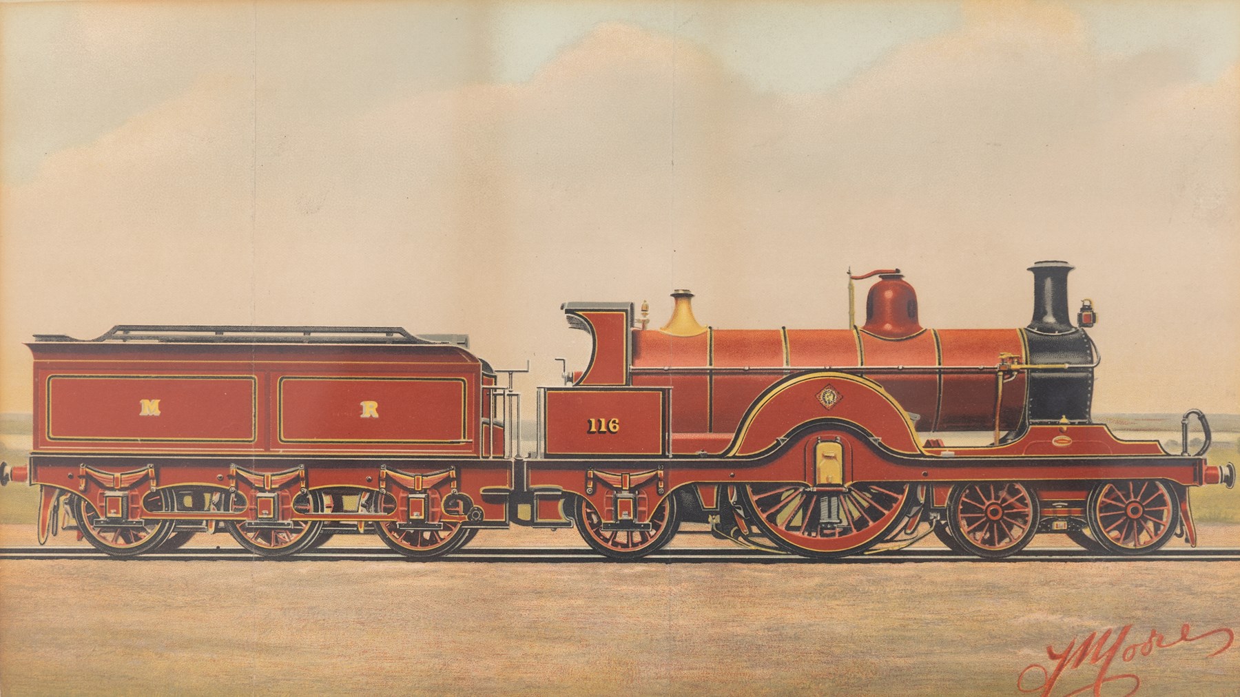 After Edwin Thomas Rudd (British 1861-1940): An East Coast Flier, Great Western Railway no. 3047 'Lord of the Isles', Midland Railway no. 116 and Caledonian Railway no. 769, four coloured prints max 21.5cm x 37.5cm (4)