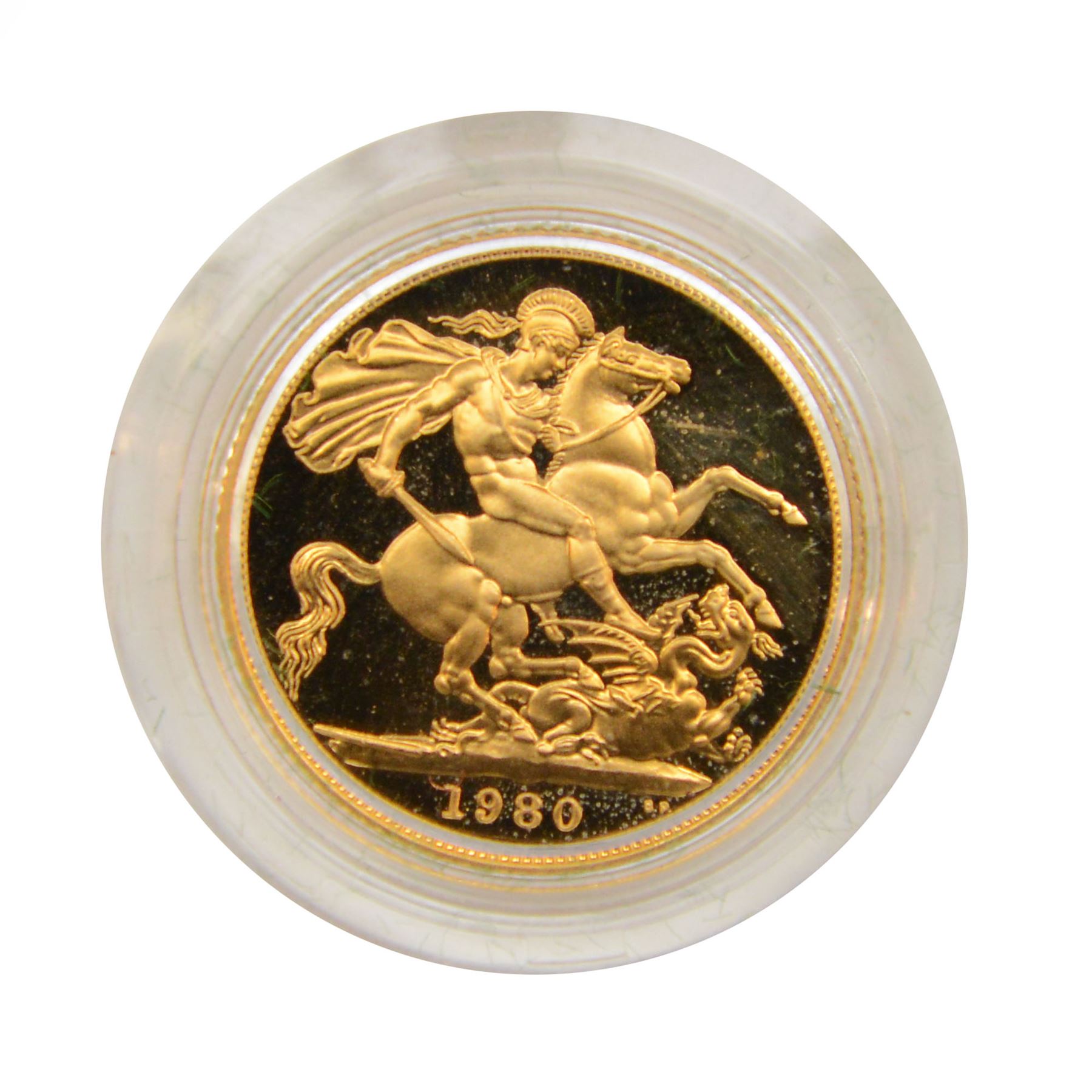 Queen Elizabeth II 1980 gold proof full sovereign coin, cased with certificate