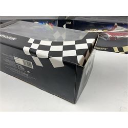 Three Minichamps 1:18 scale die-cast racing cars - Bar 01 Supertec R. Zonta 1999; Benetton b197 Renault G. Berger; and Benetton F1 G. Fisichella; all boxed (3)
