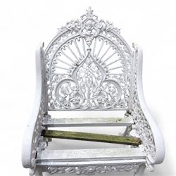 Pair of Coalbrookdale design cast aluminium garden chairs