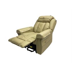 CareCo - electric riser recliner armchair, upholstered in cream faux leather