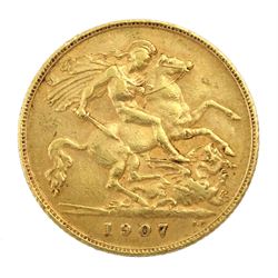 King Edward VII 1907 gold half sovereign coin