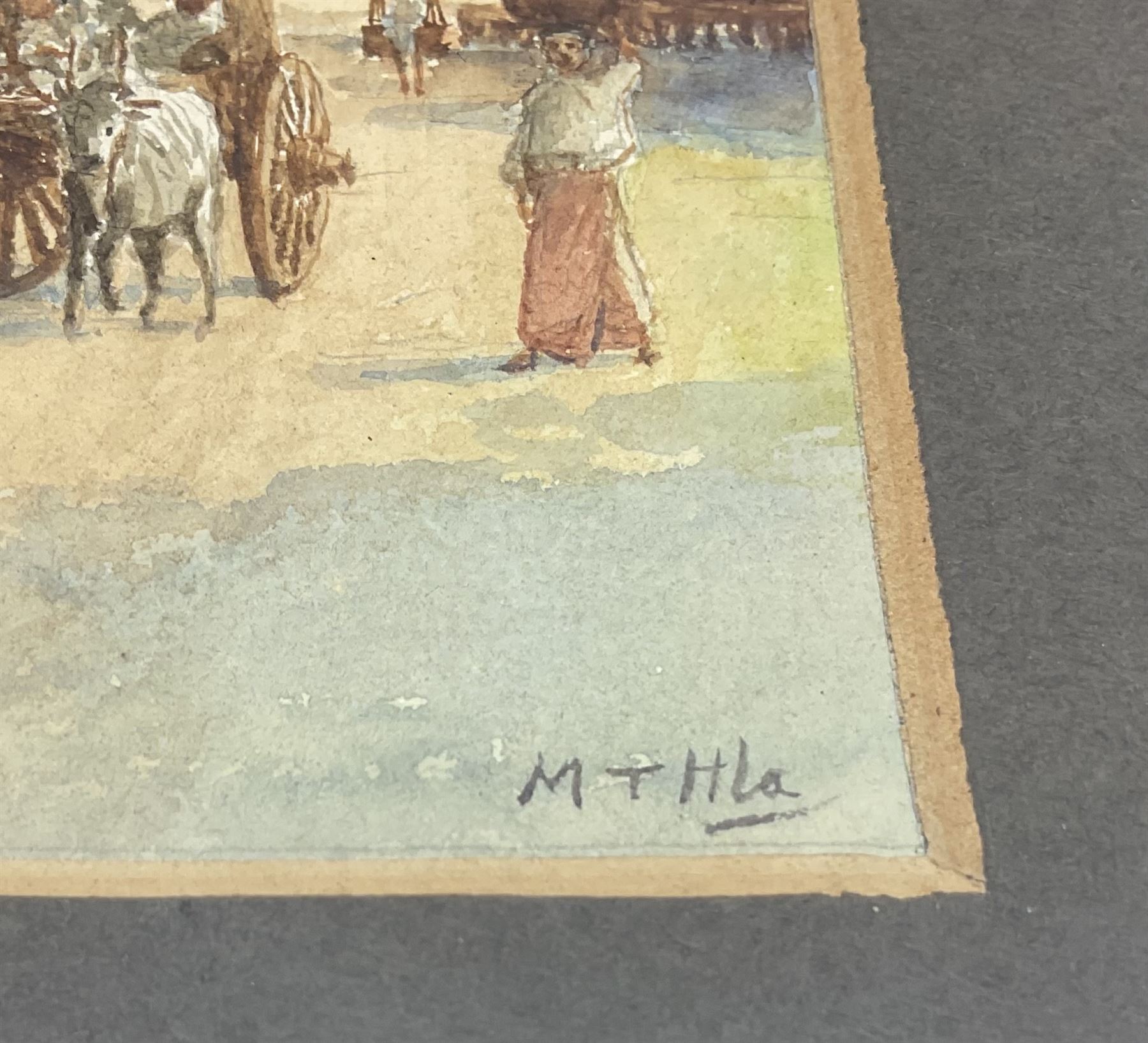 Maung Tun Hla (U Tun Hla) (Burmese 1874-1946): Small Village Riverbank Scenes, pair watercolours signed M T Hla 16cm x 21cm (2)