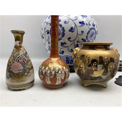 Pair of Japanese Imari bud vases, together with a imari bowl and other oriental ceramics 