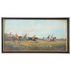 Philip Henry Rideout (British 1860-1920): The Hunt, pair oils on board signed and dated 1896, 15cm x 30cm 