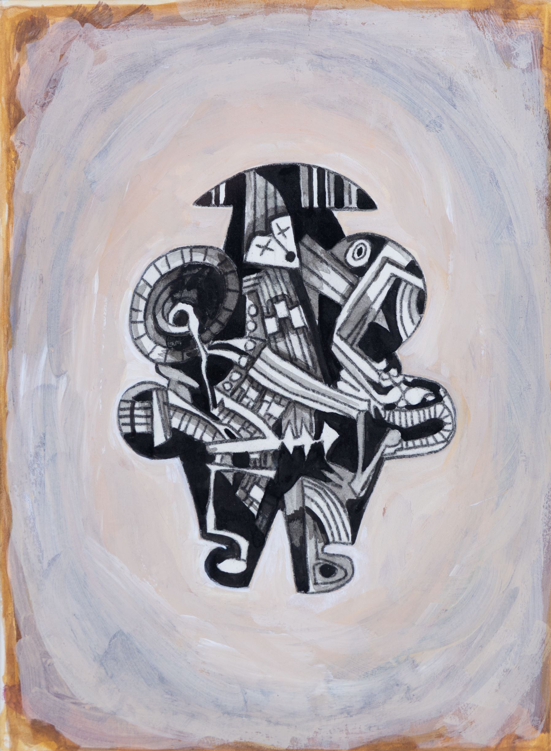 Graham Kingsley Brown (British 1932-2011): 'Pierrot (Aviator)', ink and acrylic on paper, signed and titled verso 23cm x 17cm