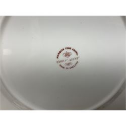 Hammersley Queen Anne pattern, part tea and dinnerwares, to include six dinner plates, five side plates, six soup bowls, teapot, covered sucrier, six teacups and saucers, etc together with six matched dessert plates (40)