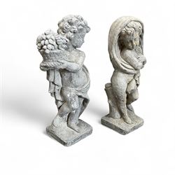 Set of cast stone cherub season statues