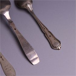Collection of continental silver spoons, including set of six enamel demitasse spoons, stamped 925 and two enamel year spoons one by Arne Hansen, the other by Anton Michelsen