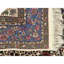 Persian beige ground rug carpet, central medallion with floral field and border, 185cm x 125cm 