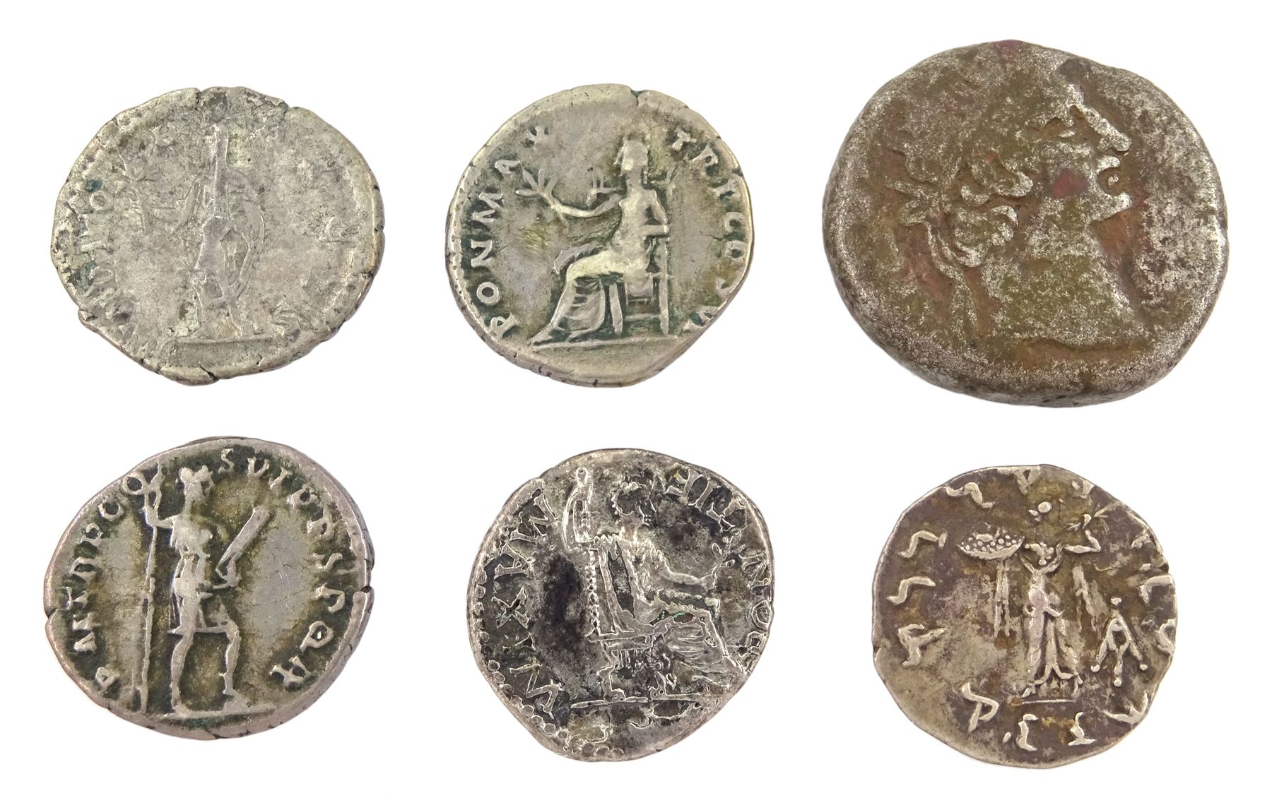 Nero (AD 54-68), silver billon tetradrachm, Alexandria Egypt and five silver Roman denarius coins