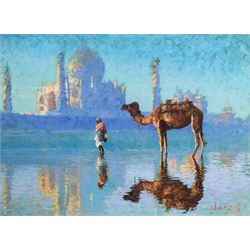 Rolf Harris (Australian 1930-): 'Sunrise - Taj Mahal' 'Rolf on Art - Monet' and 'Rolf on Art - Van Gogh', set of three limited edition giclee prints signed and numbered respectively, largest Sunflowers 66cm x 49cm (3)