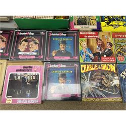 Film reels, mostly 8mm, to include Charlie Chaplin, Laurel & Hardy, The 3 Stooges, Spartacus the Gladiator etc 