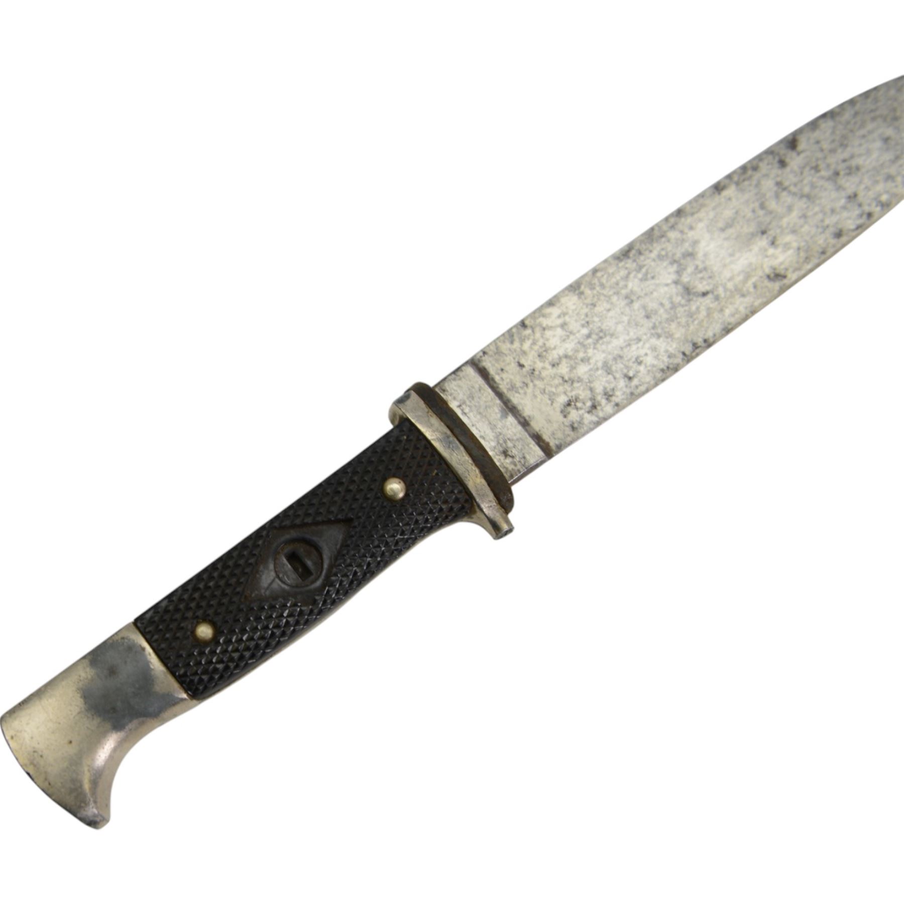 German Third Reich Hitler Youth Boys Dagger, blade marked RZM M7/11 1941,the 14cm blade marked  the blade stamped K & Co, Solingen, with scabbard and leather, overall L25cm