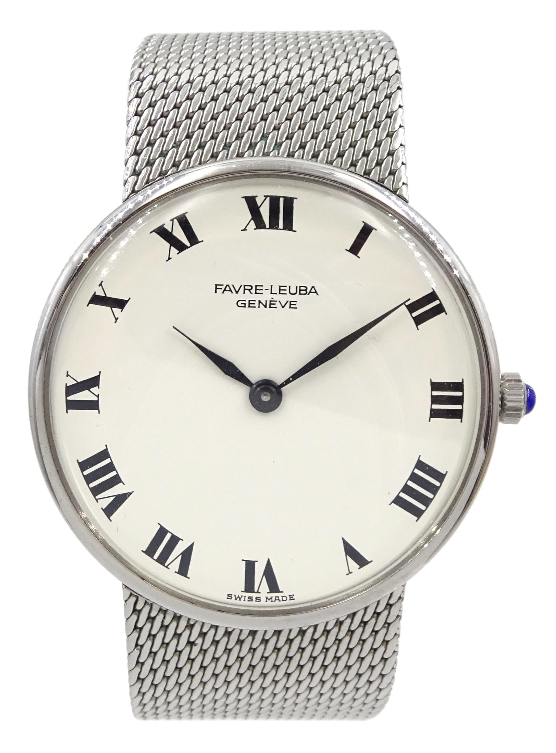 Favre-Leuba gentleman's stainless steel manual wind bracelet wristwatch, case No. 3502-42 1479, boxed
