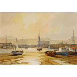  Scarborough Harbour at Dawn, oil on canvas board signed by Don Micklethwaite (British 1936-) 35cm x 50cm  