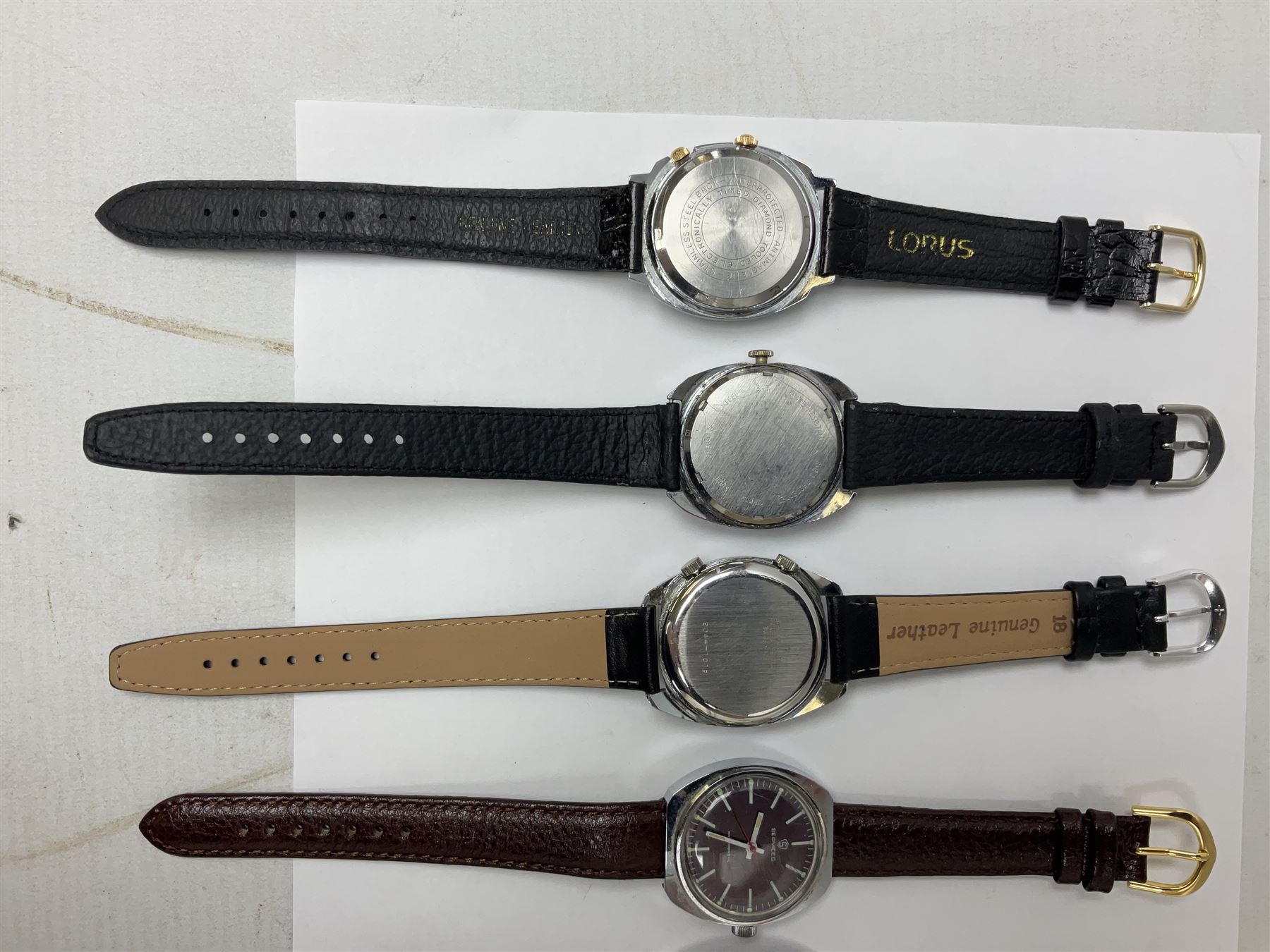 Two automatic wristwatches including Tara and Helbros and six manual wind wristwatches including Memostar alarm, Belmont alarm, Lanco, Tegrov, Superoma De Luxe and Services (8)