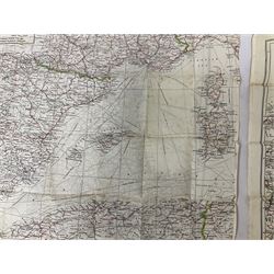 Two WW2 double sided silk escape and evade maps of Europe, comprising: Germany, Belgium, France, Holland, Spain etc,  in canvas envelope stamped Mark II