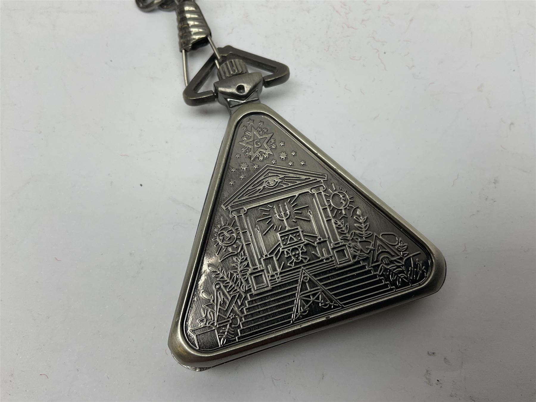 RAOB jewel Bourn Lodge 9394 with 25 years bar; two masonic jewels and triangular pendant watch; British Iron Cross style propaganda medallion; French Legion of Honour and Combatants Cross; and three foreign medals