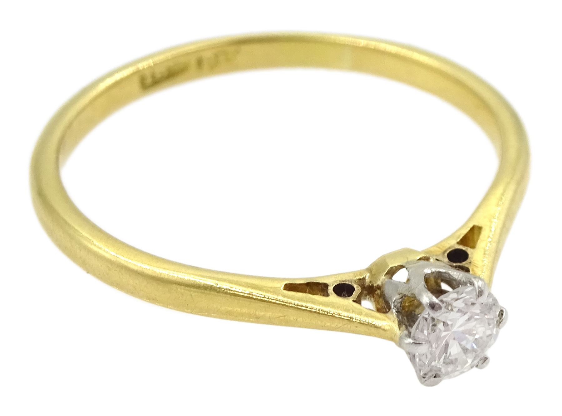Gold single stone round brilliant cut diamond ring, stamped 18ct, diamond approx 0.30 carat