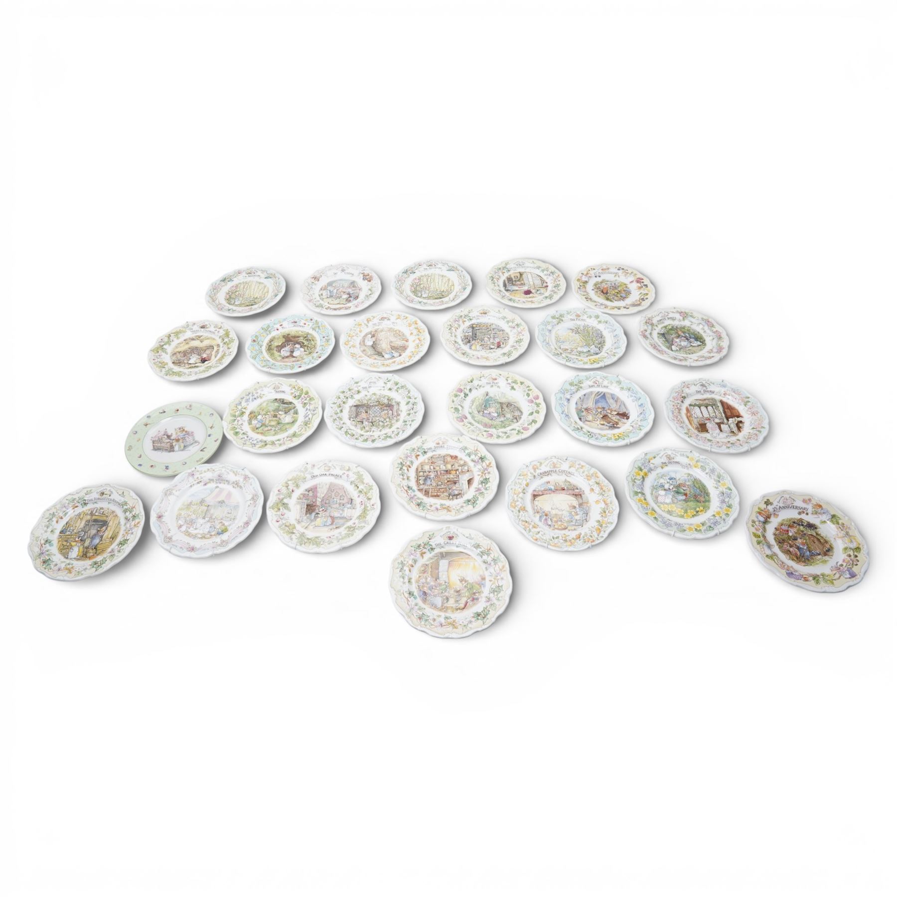 Large collection of Royal Doulton Brambly Hedge plates, collections comprising 'Secret Staircases' 'Surprise Outing' 'Homes and Workplaces of the Mice of Brambly Hedge' and 'Primrose's Adventure'', and others (25)