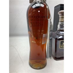 Jack Daniels, single barrel Tennessee whisky, 700ml, 45% vol, Jack Daniels, Tennessee whiskey master distiller series No.4, 700ml, 43% vol, and Courvoisier VSOP cognac, 70cl, 40% vol (3)