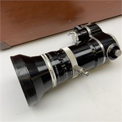 Paillard Bolex H16 Reflex 16mm cine camera with handgrip and turret for interchangeable lenses, KERN Vario-Switar 1:1,9 f=16-100mm POE BOLEX H16RX lens, KERN Switar 1:1,4 f=25mm H16 RX lens, KERN Switar 1:1,9 f=75mm lens, KERN Switar 1:1,6 f=10mm H16 RX lens