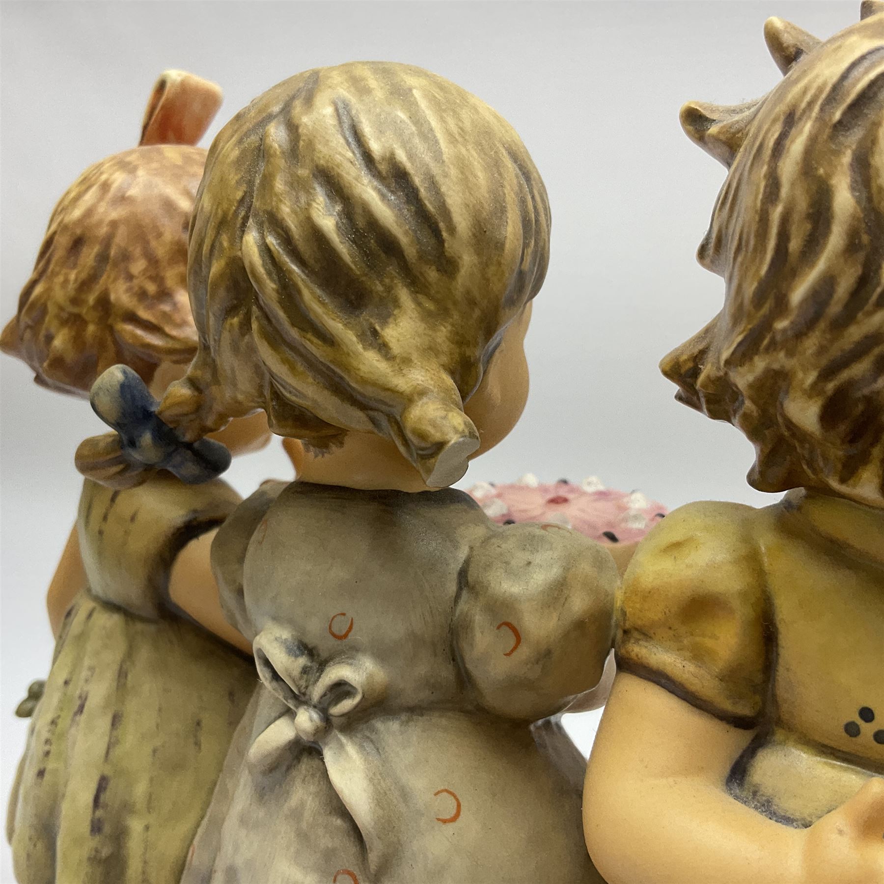 Large Hummel figure group by Goebel, School Girls, together with Hummel figure group, We Wish You The Best, tallest H23.5cm