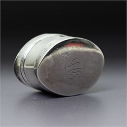George III silver nutmeg grater of oval form engraved with a monogram Birmingham 1795 Maker Thomas Willmore