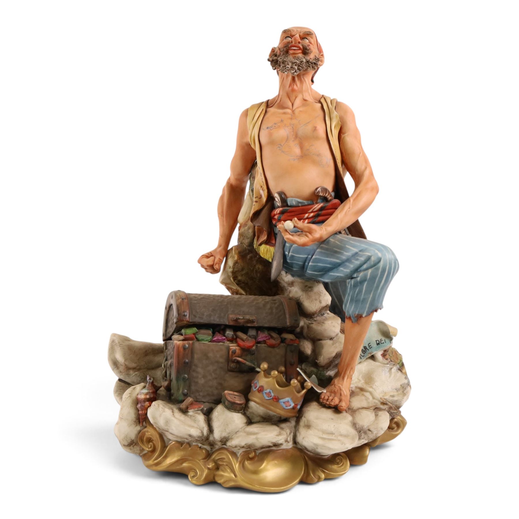 Three Capodimonte figures, comprising Fisherman, The Pirate, and The Boy 