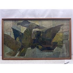 David Williams (Northern British mid 20th century): 'Pigeons', oil on board unsigned, exhibition label verso 59cm x 102cm 
Provenance: exh. Cartwright Hall Art Gallery, Bradford 1961 No.151, where sold for £40, label verso. We are grateful to Bradford District Museums and Galleries for their assistance in cataloguing this lot.